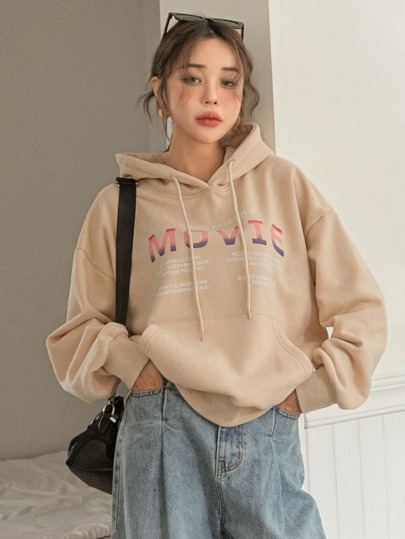 DAZY スローガングラフィック ドロップショルダー ドロー