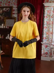 SUGAREY'S Áo thun nữ Lá thư Giải trí - Màu vàng - Xem 1