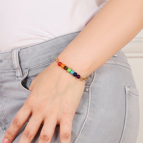 

Stone Decor Bracelet, Multicolor