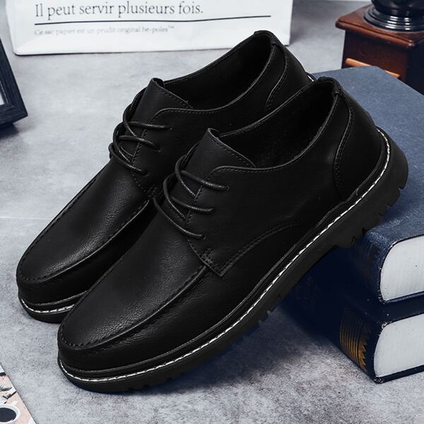 

Men Minimalist Lace-up Front Dress Shoes, Black