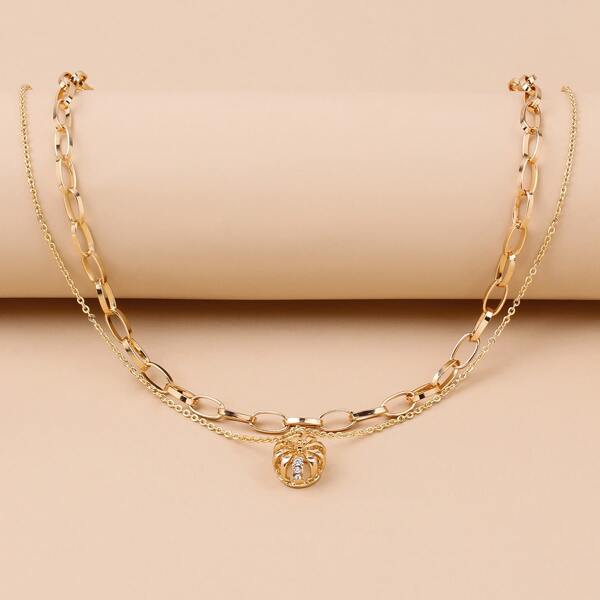 

2pcs Simple Necklace, Gold