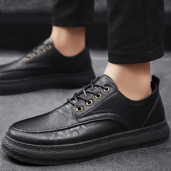 

Men Minimalist Lace-up Front Dress Shoes, Black
