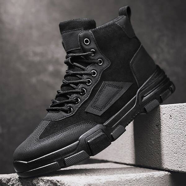 

Men Lace-up Front Hiking Boots, Black