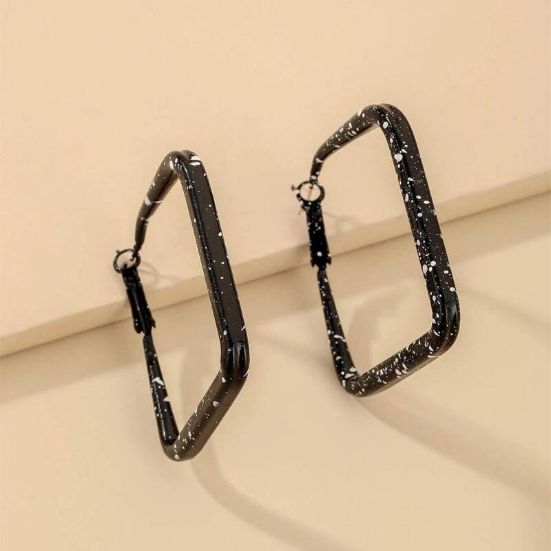 

Ink Dot Graphic Hoop Earrings, Black