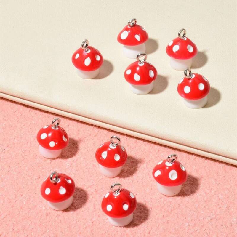 

10pcs Mushroom DIY Jewelry Accessory, Red