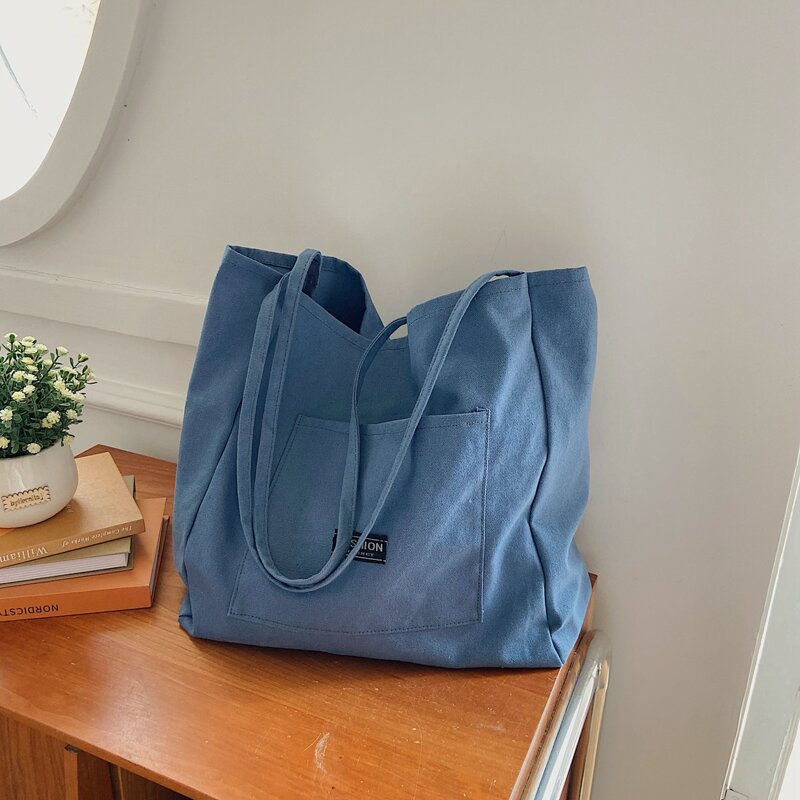 

Minimalist Pocket Front Shoulder Tote Bag, Blue
