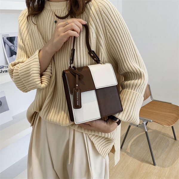 

Two Tone Flap Square Bag, Multicolor