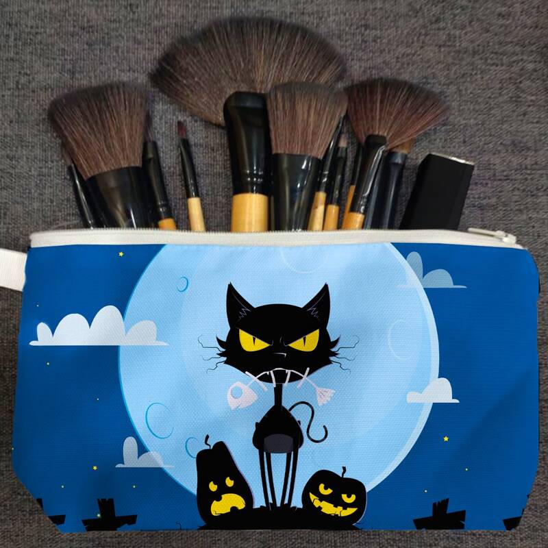 

Halloween Cartoon Graphic Zipper Makeup Bag, Multicolor