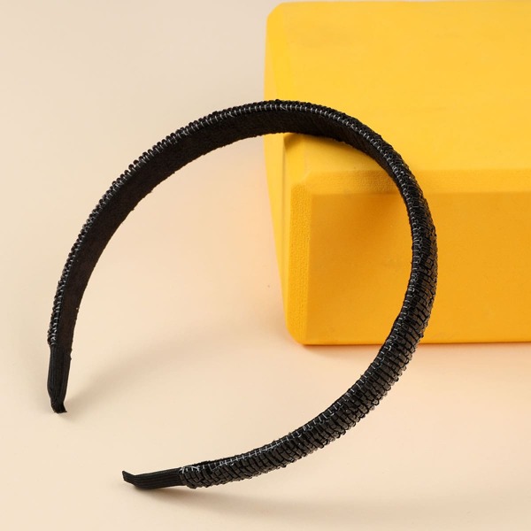 

Glass Beaded Headband, Black