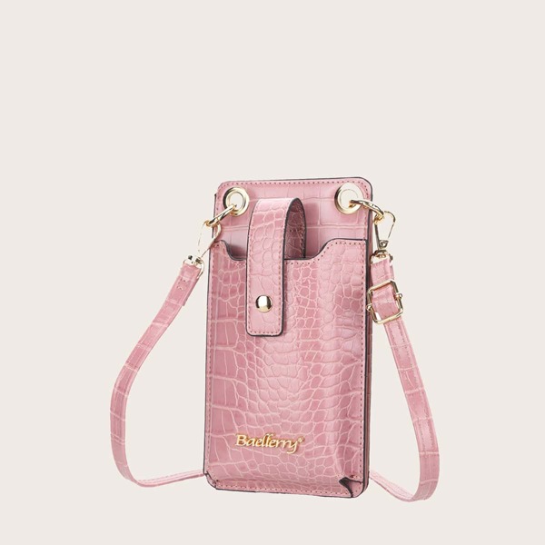

Croc Embossed Letter Detail Crossbody Bag, Pink