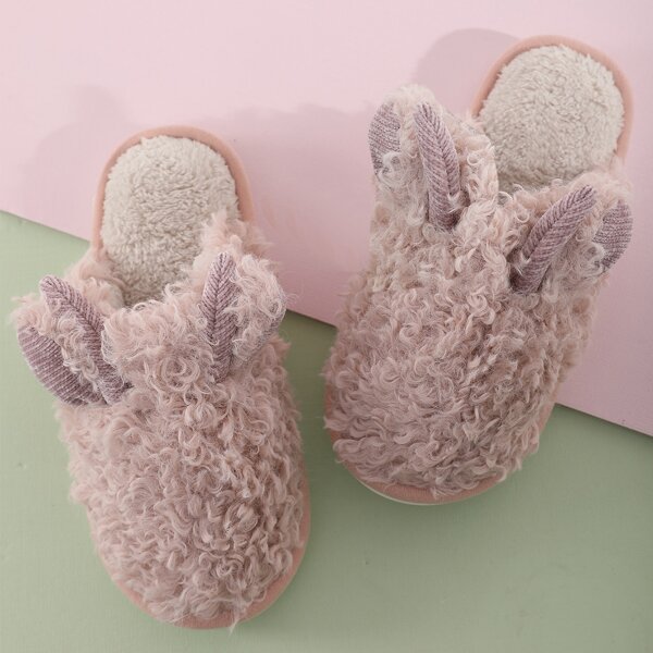 

Cartoon Design Fluffy Slippers, Pink