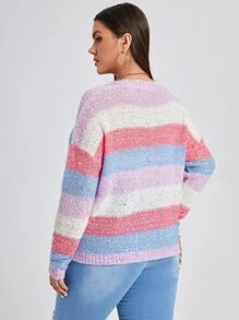 SHEIN áo hở cổ kích thước lớn Nút Khối Màu Giải trí - Nhiều màu - Xem 2