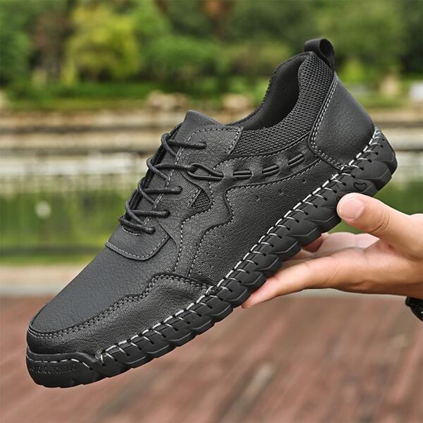 

Men Minimalist Lace-up Front Dress Shoes, Black