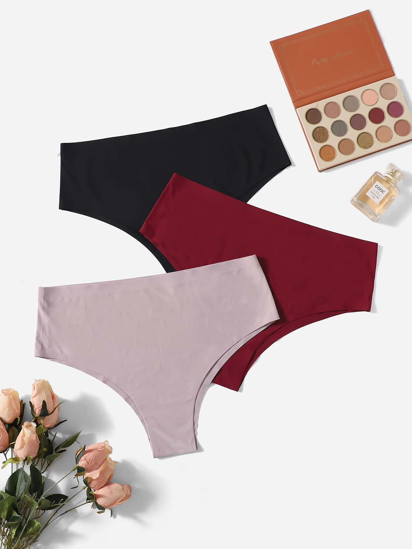 Women's Plus Size Comfy Medium Stretch Plain Multicolor Panties 3-Pack - Multicolor - View 1