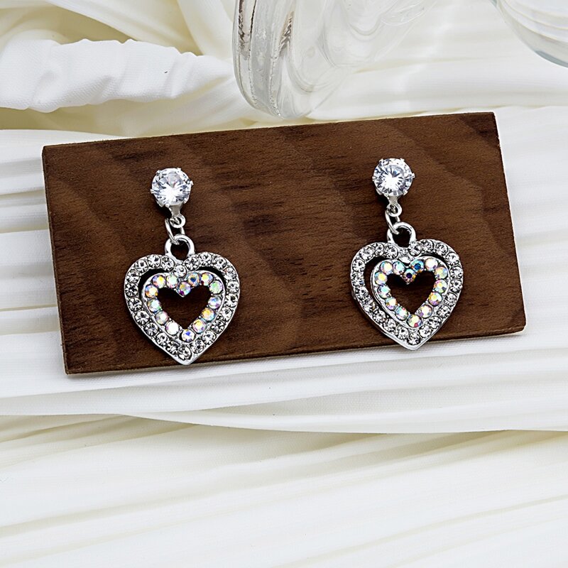 

Heart Drop Earrings, Silver