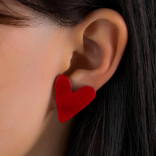 

Heart Stud Earrings, Red