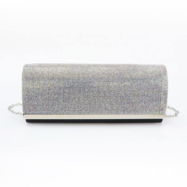 

Metallic Rhinestone Decor Clutch Bag, Silver