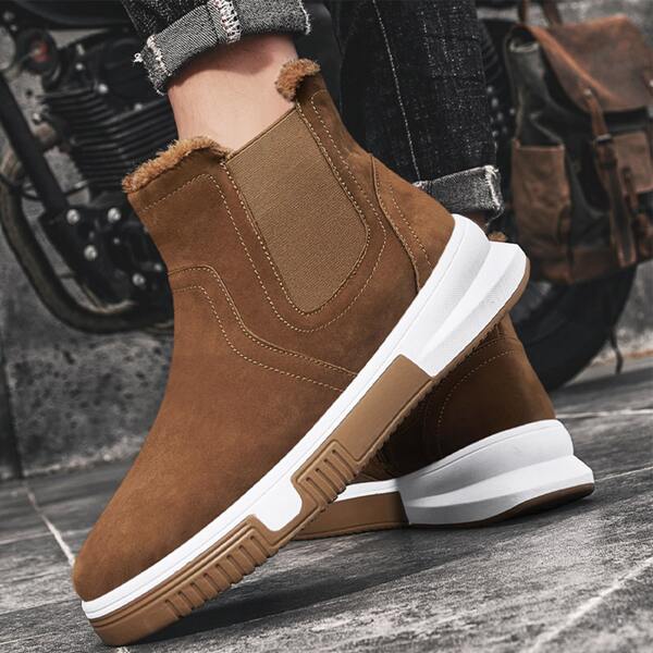 

Men Minimalist Slip-On Chelsea Boots, Brown