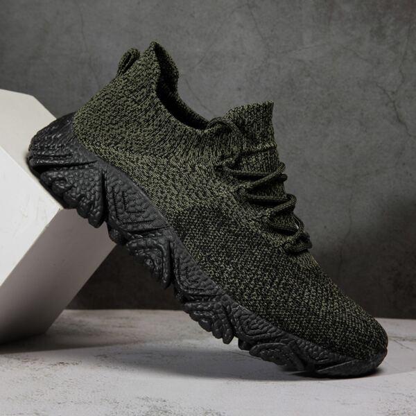

Men Knit Design Running Shoes, Army green