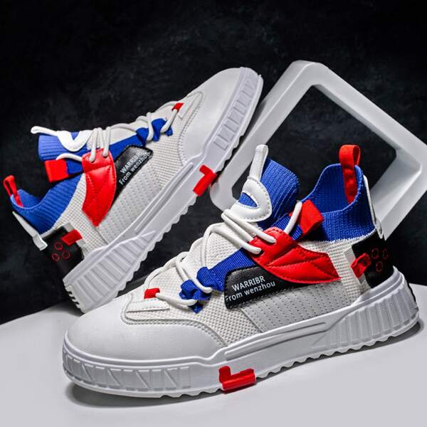 

Men Lace Up Front Skate Shoes, Multicolor