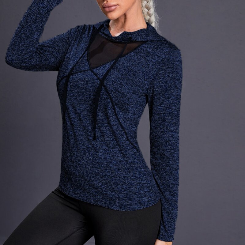 

Absorbs Sweat Mesh Insert Drawstring Space Dye Sports Sweatshirt, Multicolor