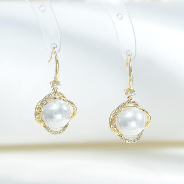 

14K Gold Plated Faux Pearl Drop Earrings