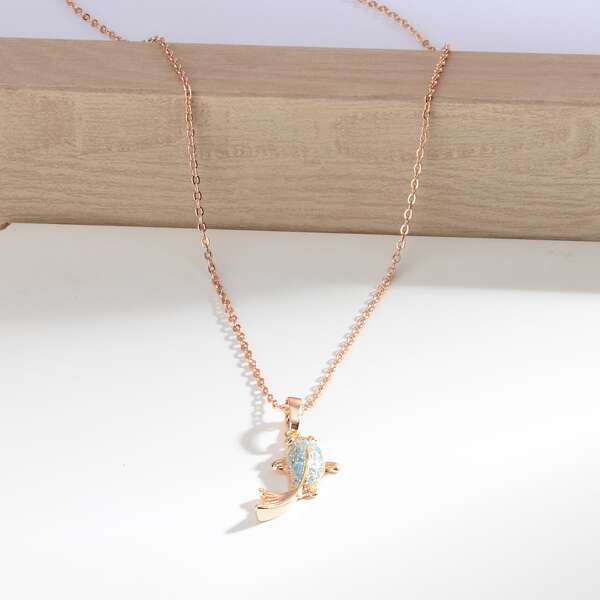

Gold Plated Fish Pendant Necklace, Multicolor