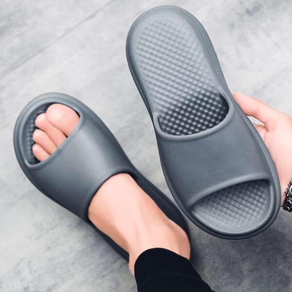 

Men Minimalist Open Toe Slides, Grey