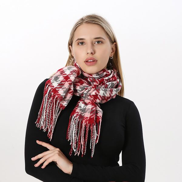

Fringe Hem Color Block Scarf, Multicolor
