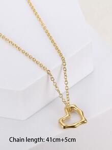 心形墜飾項鍊 - 金黃色 - 查看 4