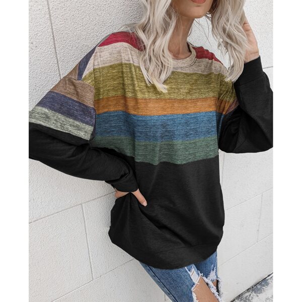 

Color Block Batwing Sleeve Oversized Pullover, Multicolor