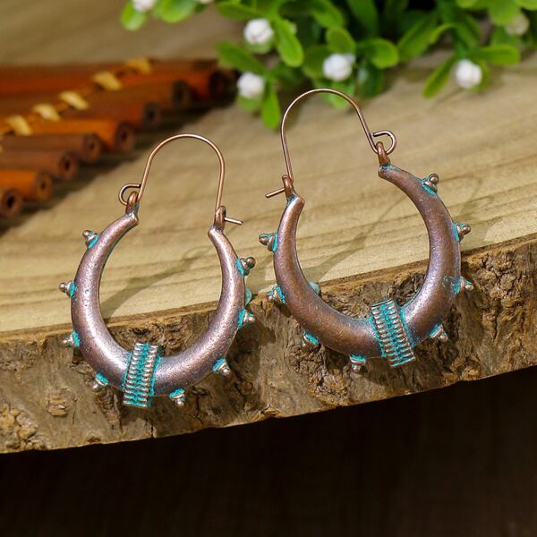 

Textured Metal Detail Hoop Earrings, Bronze