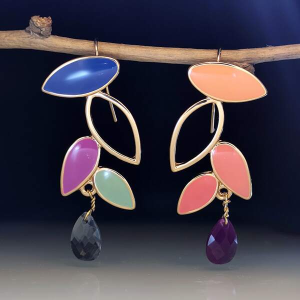 

Leaf Drop Earrings, Multicolor