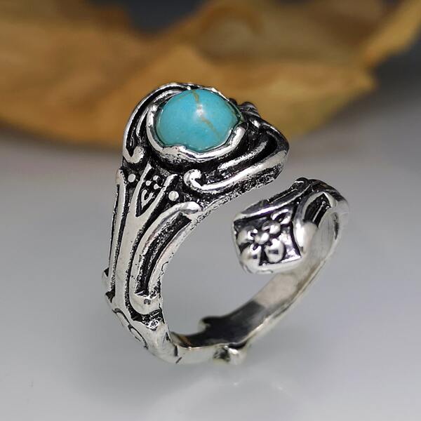 

Textured Metal Cuff Ring, Blue