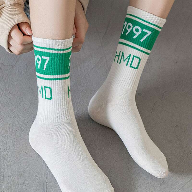 

Letter Graphic Crew Socks, White