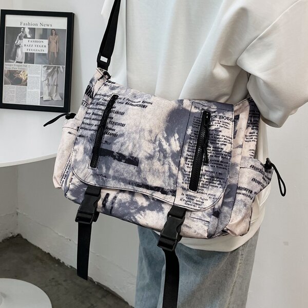 

Letter Graphic Flap Crossbody Bag, Multicolor