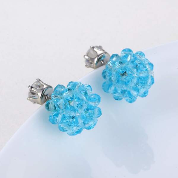 

Glass Bead Decor Drop Earrings, Baby blue