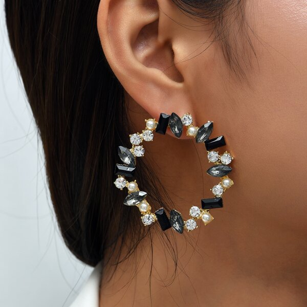 

Faux Pearl & Rhinestone Decor Earrings, Multicolor