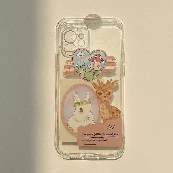 

Cartoon Graphic Clear Phone Case, Multicolor