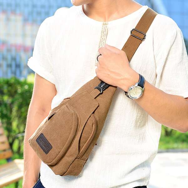 

Men Release Buckle Fanny Pack, Coffee brown