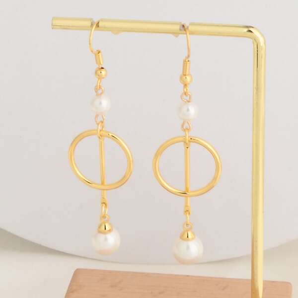 

18K Gold Plated Pearl Drop Earrings, White