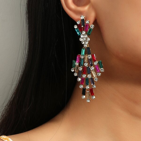 

Rhinestone Drop Earrings, Multicolor