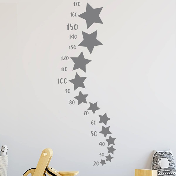 

1set Star Pattern Height Measurement Wall Sticker, Grey