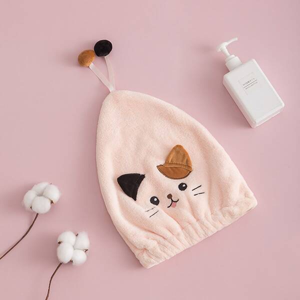 

Cat Embroidery Hair Drying Cap, Multicolor