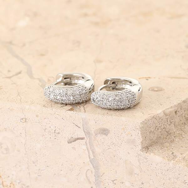 

Zircon Decor Earrings, Silver