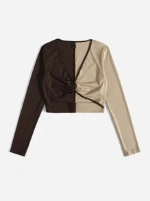 SHEIN Unity 褶邊圓環撞色T恤 - 彩色 - 查看 3