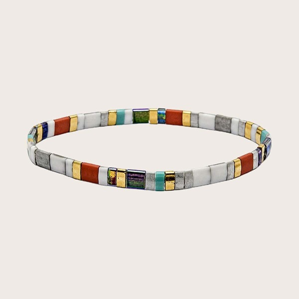 

Color Block Geometric Decor Bracelet, Multicolor