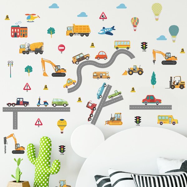 

1set Cartoon Car Pattern Wall Sticker, Multicolor