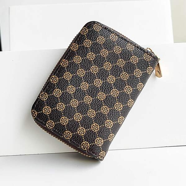 

Geometric Pattern Card Holder, Coffee brown