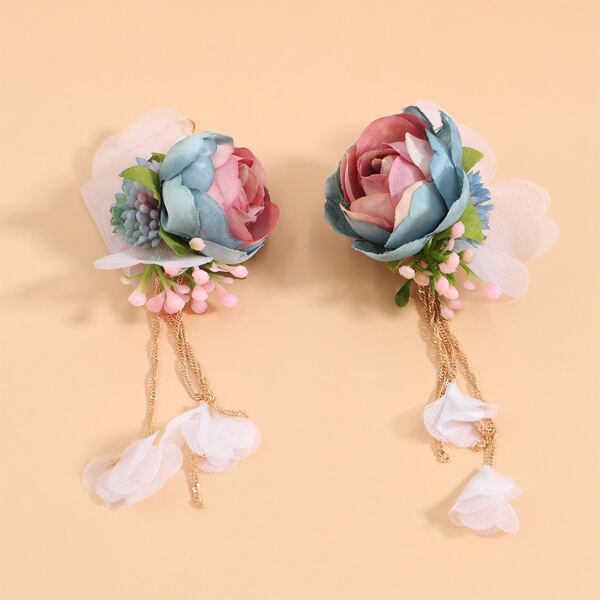 

Flower Decor Drop Earrings, Multicolor